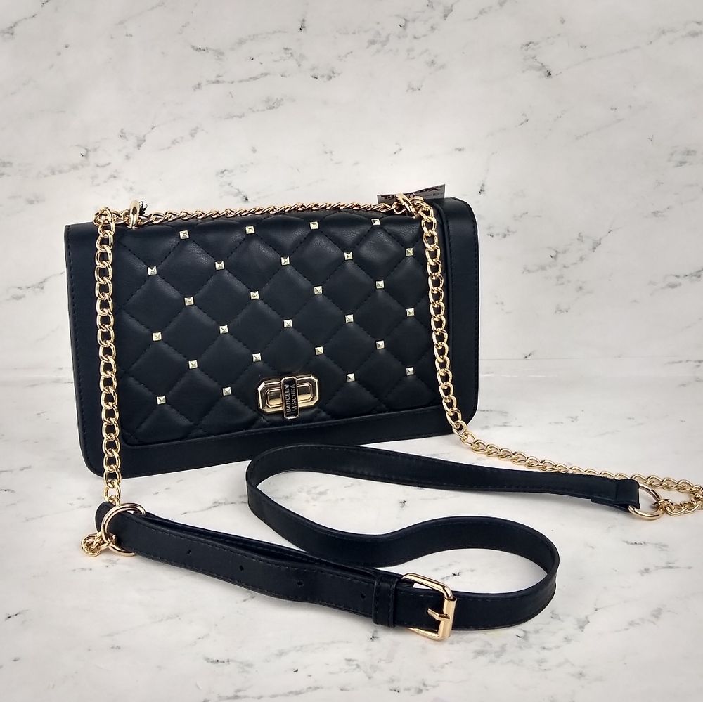 NEW Badgley Mischka Quilted Square Stud Crossbody